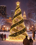 Giant Spiral Ribbon Motif Christmas Tree with LED Mesh - 9M(30FT) / 10M(33FT) / 15M(50FT) & Custom Sizes