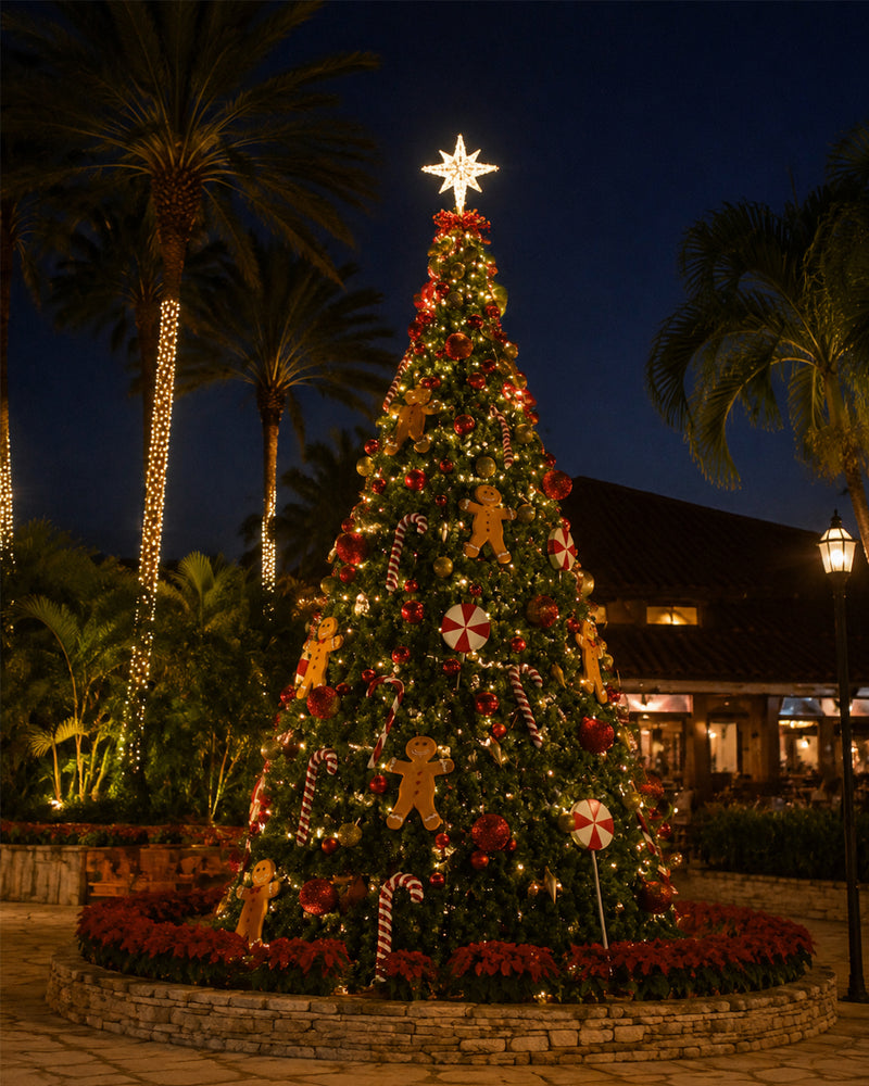 Luxury Outdoor Christmas Tree – 6m / 20ft, 10m / 33ft, 15m / 50ft | Elegant Holiday Decor with Lights & Ornaments