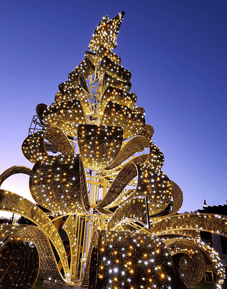 Giant Commercial Outdoor Ribbon Motif Christmas Tree with LED Lights - 6M(20FT) / 10M(33FT) / 15M(50FT) & Custom Sizes