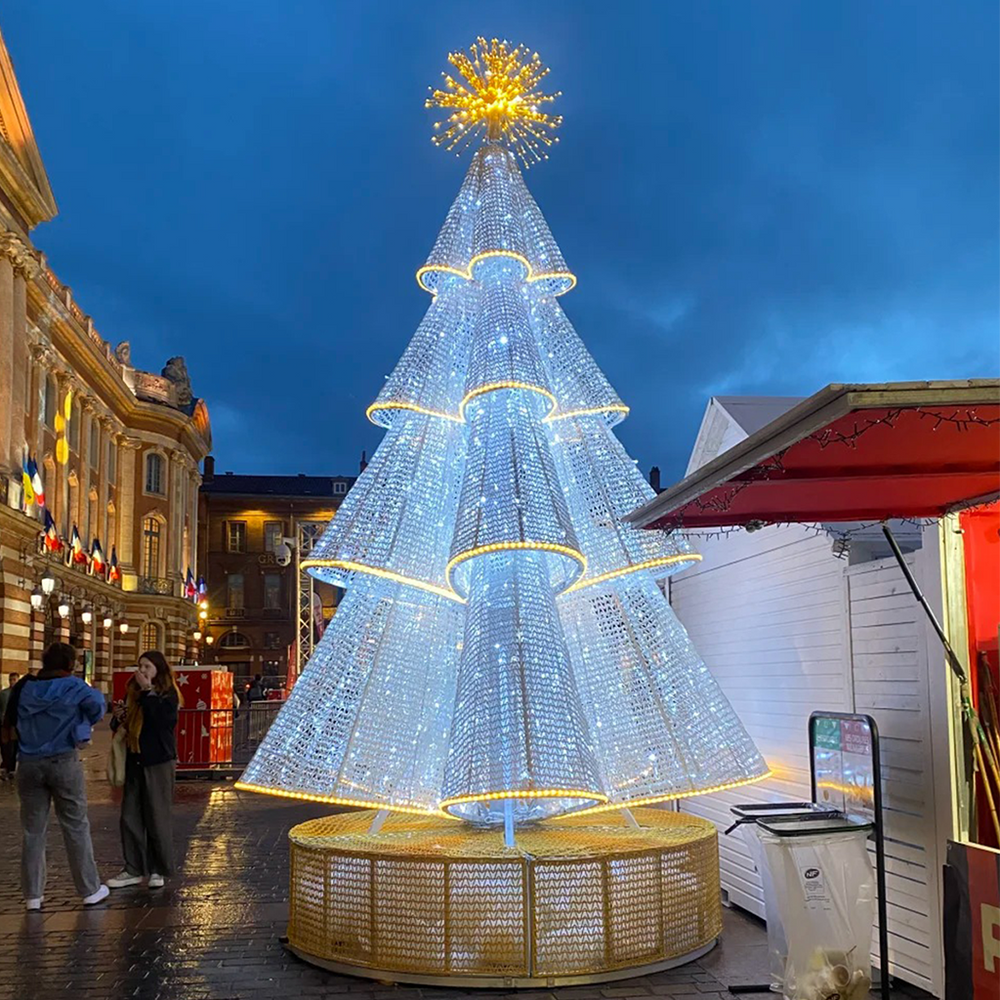 Giant Multi-Tiered LED Mesh Christmas Tree
