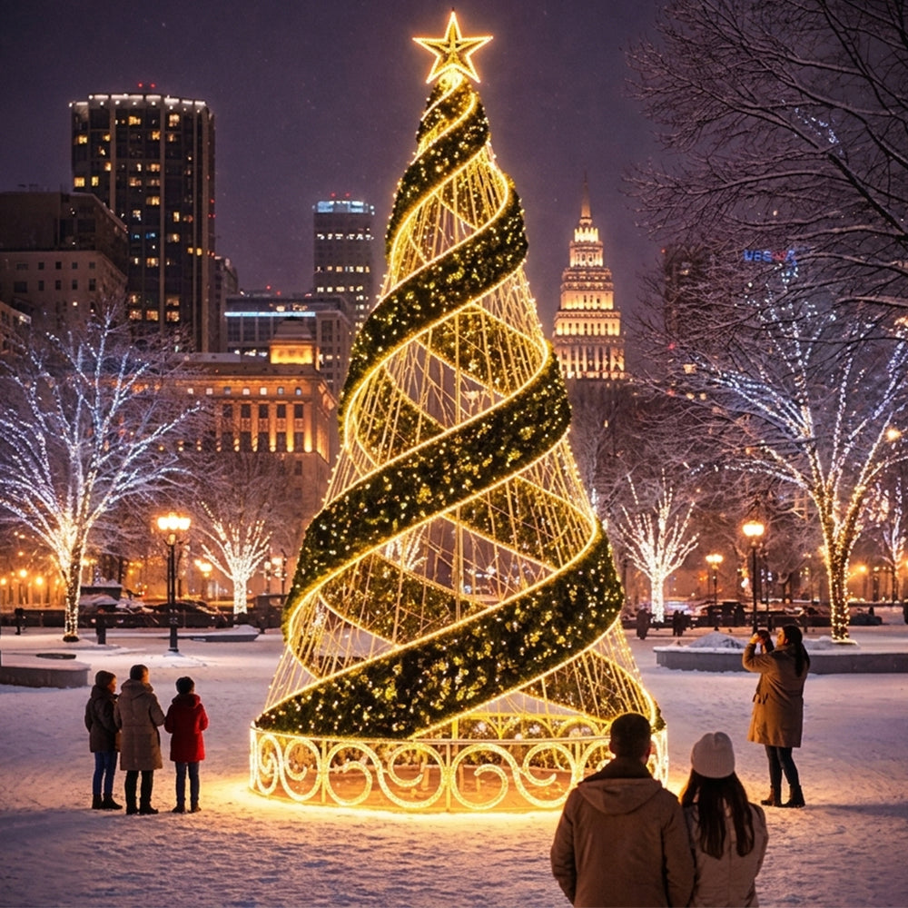 Giant Spiral Ribbon Motif Christmas Tree with