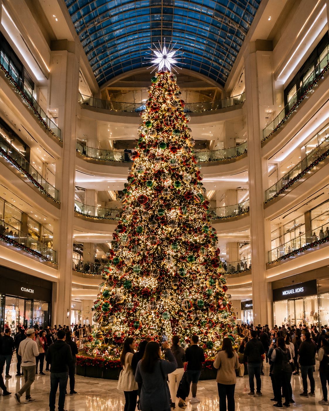 Commercial Giant Red Spiraled LED Christmas Tree - 6M (20ft) / 10M (33ft) / 15M (50ft) & Custom Sizes Available