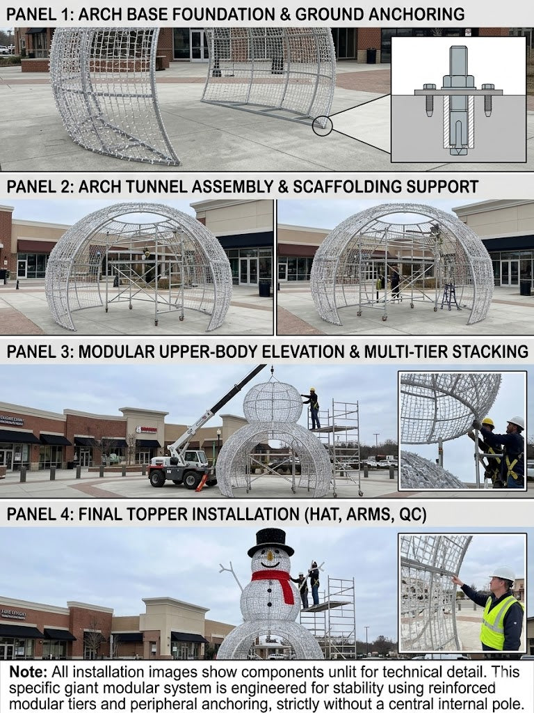 Giant Commercial Walk-through LED Snowman Sculpture - 6M(20FT) / 9M(30FT)