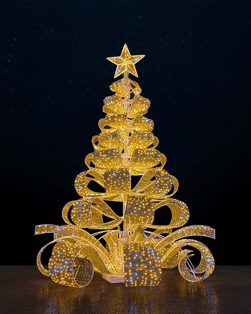 Giant Commercial Outdoor Ribbon Motif Christmas Tree with LED Lights - 6M(20FT) / 10M(33FT) / 15M(50FT) & Custom Sizes