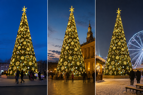 Giant Commercial Outdoor LED Christmas Tree with Star & Snowflake Motifs, 6m/10m/15m (20ft/33ft/50ft) & Custom Sizes