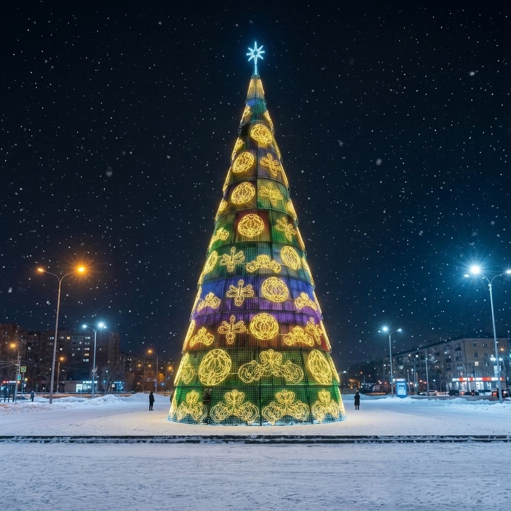 Giant Outdoor Commercial Christmas Tree with LED Motifs
