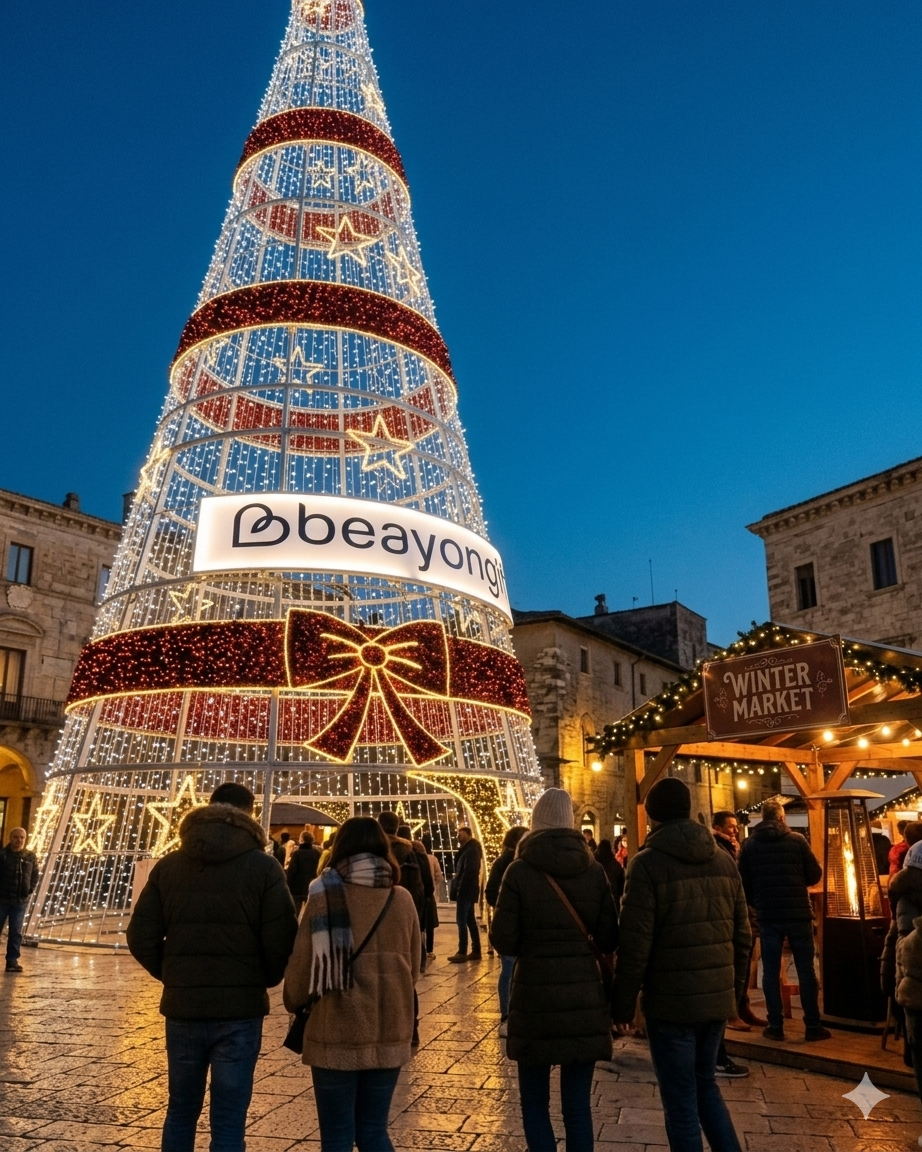 Professional 6M(20FT) / 10M(33FT) / 15M(50FT Giant Outdoor LED Christmas Tree: Customizable Walk-through Frame Motif Tree for Commercial Plaza & Malls